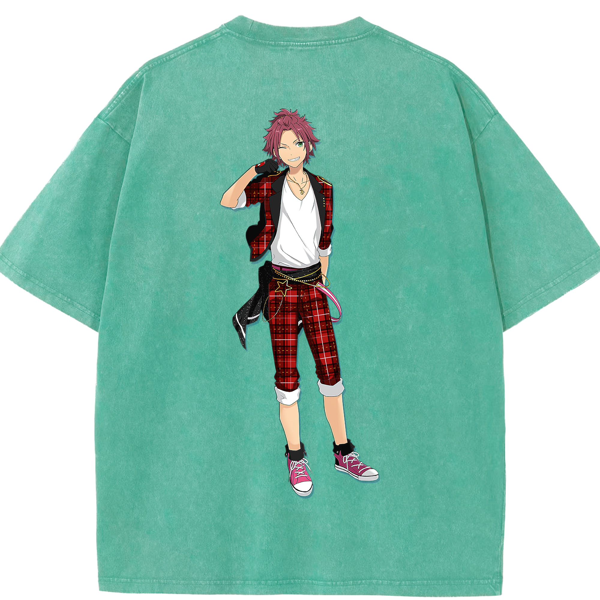 （画像用） あんさんぶるスターズ! Ensemble Stars 綿100% ヴィンテージ風 半袖Tシャツ（背面プリント）